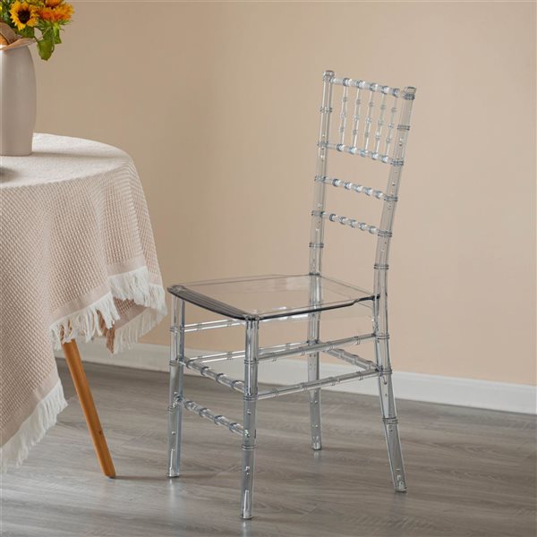 Fabulaxe Chiavari Modern Acrylic Stackable Dining Clear Party Chair - Single