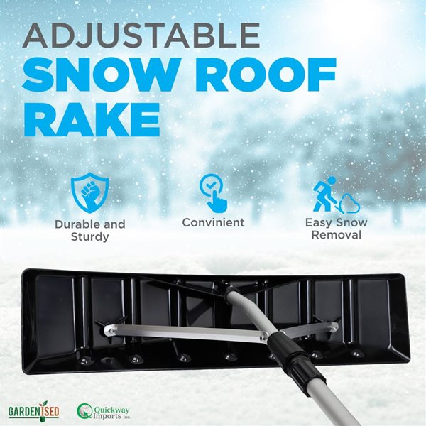 Gardenised Extendable Aluminum Snow and Leaf Removal Tool with Push Scraper for House Roof and Car - 24-in Blade