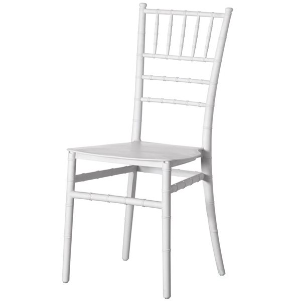 Fabulaxe Chiavari Modern White Stackable Dining and Party Chair - Single