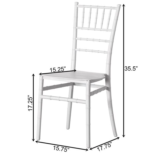 Fabulaxe Chiavari Modern White Stackable Dining and Party Chair - Single