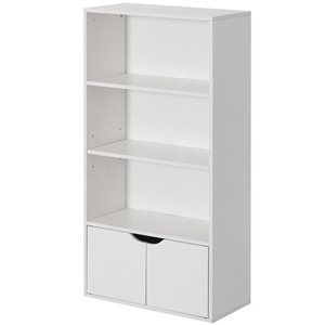 Basicwise 47-in White 3 Tier Open Book Shelf and Bookcases w/ 2 Doors Storage Cabinet and 1 Adjustable Shelf