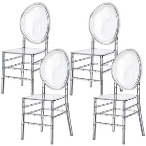 Fabulaxe Florence Modern Acrylic Crystal Ice Stackable Transparent Chairs - Set of 4