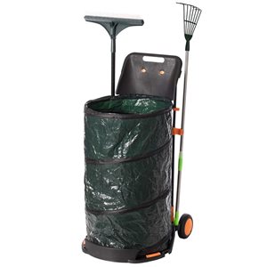 Gardenised All Purpose Aluminum Garden Cart and Leaf Collector with Bonus Hand Leaf Rakes