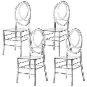 Fabulaxe Phoenix Modern Stackable Transparent Acrylic Party Dining Chairs - Set of 4