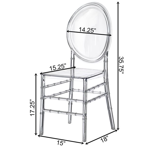 Fabulaxe Florence Modern Acrylic Stackable Chiavari Dining Clear Party Chair - Single