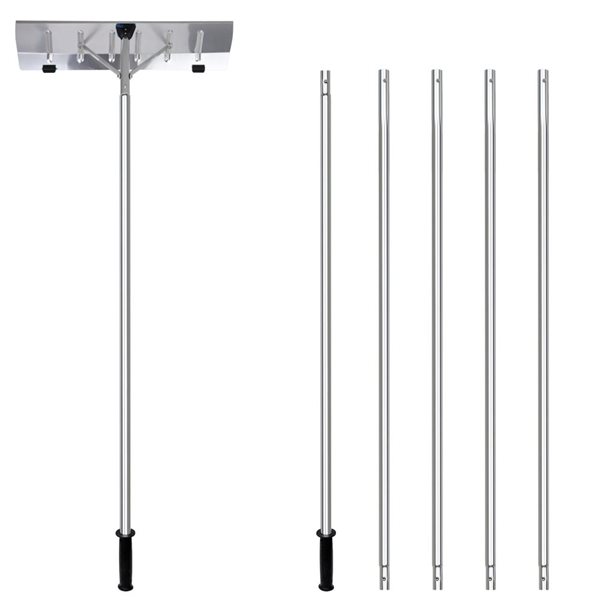 Gardenised Extendable Aluminum Snow and Leaf Roof Rake - 24-in Blade