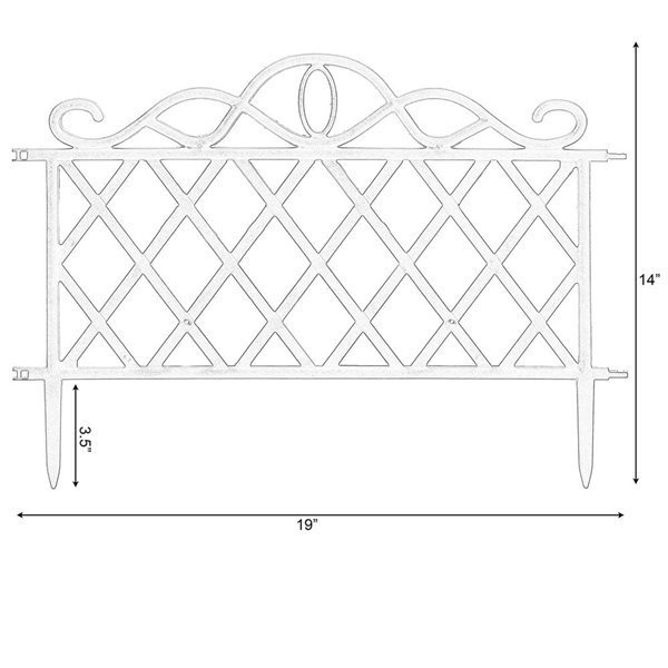 Gardenised 3-Piece Plastic Garden Edging Border Fence Panels for Flower Bed Barrier