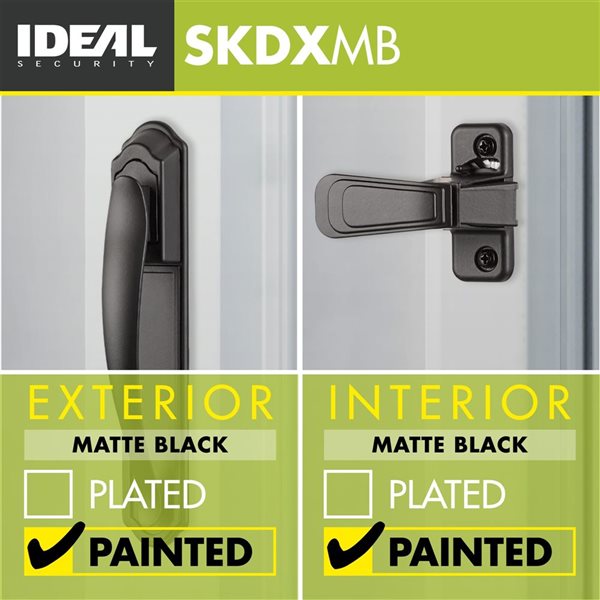 Ideal Security DX Pull Handle Set With Back Plate - Matte Black