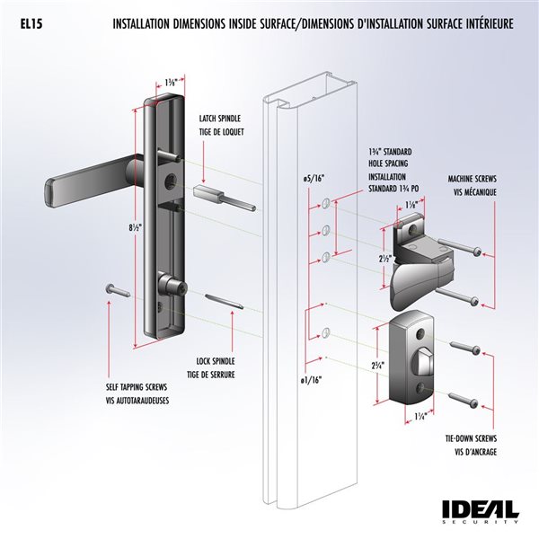 Ideal Security Matte Black EL Lever Handle with Keyed Deadbolt - 2 Posts with Tie Down Screw