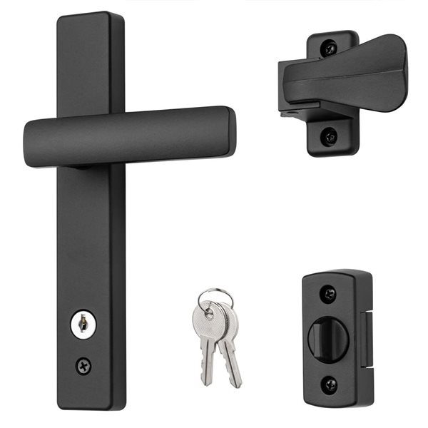 Ideal Security Matte Black EL Lever Handle with Keyed Deadbolt - 2 Posts with Tie Down Screw