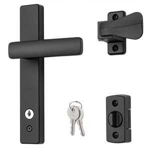 Ideal Security Matte Black EL Lever Handle with Keyed Deadbolt - 2 Posts with Tie Down Screw