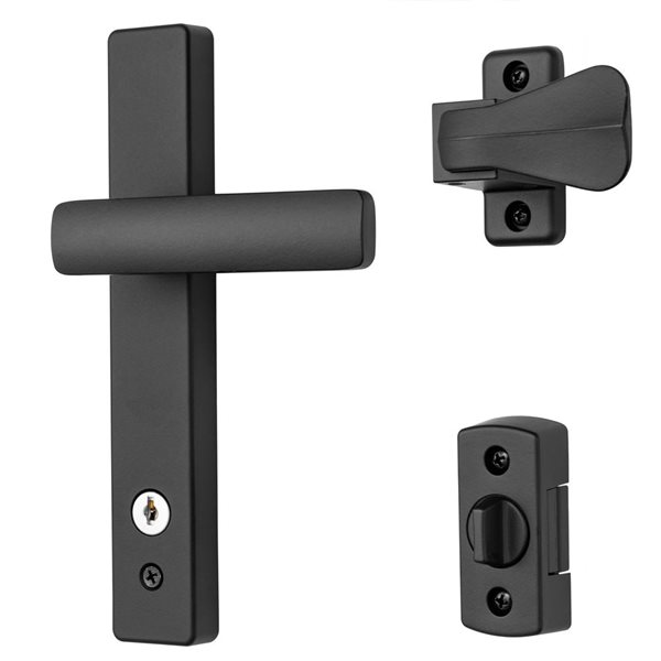 Ideal Security Matte Black EL Lever Handle with Keyed Deadbolt - 2 Posts with Tie Down Screw