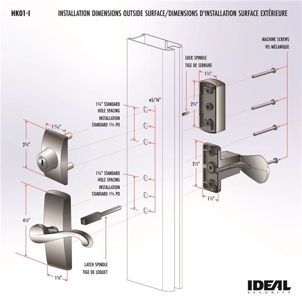 Ideal Security GL Lever Set With Keyed Deadbolt - Satin Gold