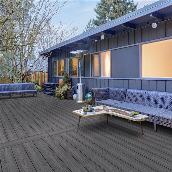 everhome 8-ft Graphite Oak Solid Core Composite Deck Planks Full Pallet - 32 Box/Pallet