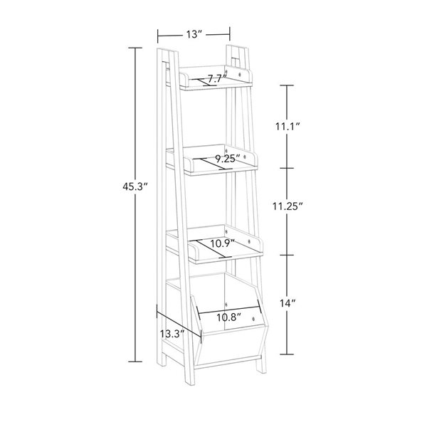 RiverRidge Home Kids White 4-Tier 13-in Ladder Shelf with Toy Organizer and 2-PC Olive Bins