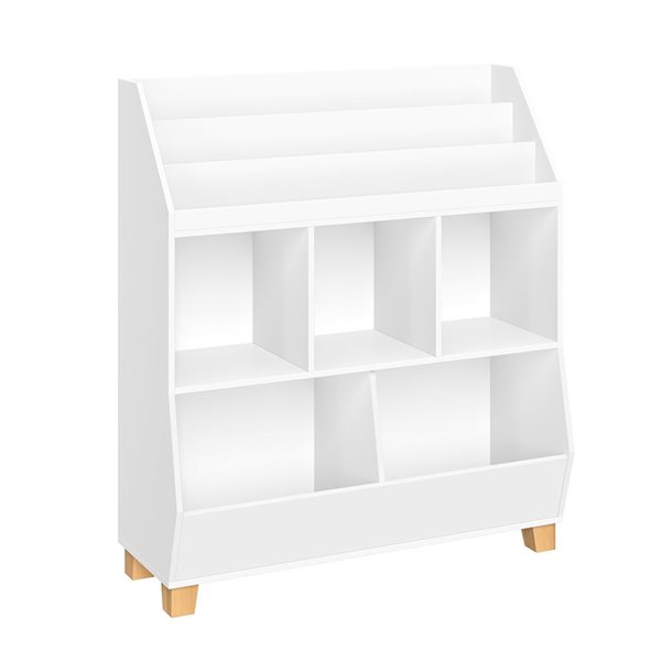 RiverRidge Home Kids Catch-All 35-in Multi-Cubby Toy Organizer with Bookrack - White