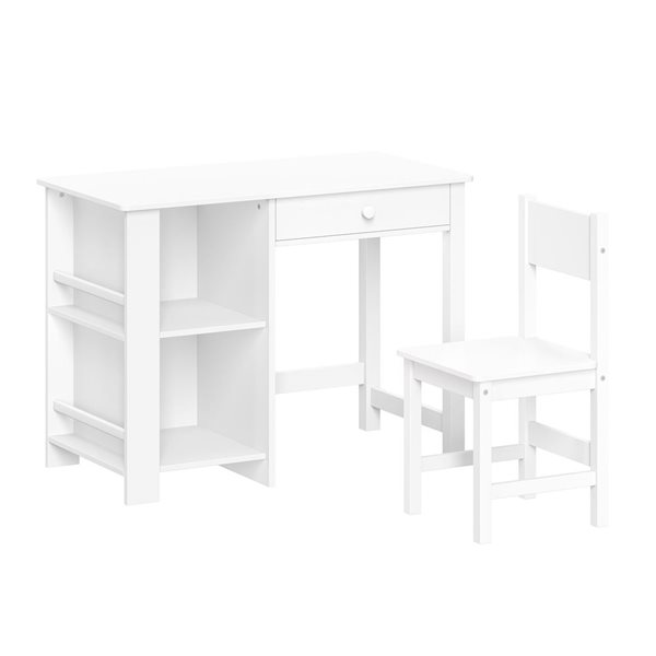 Bureau d'études et chaise pour enfants avec casiers et tablettes RiverRidge Home, blanc