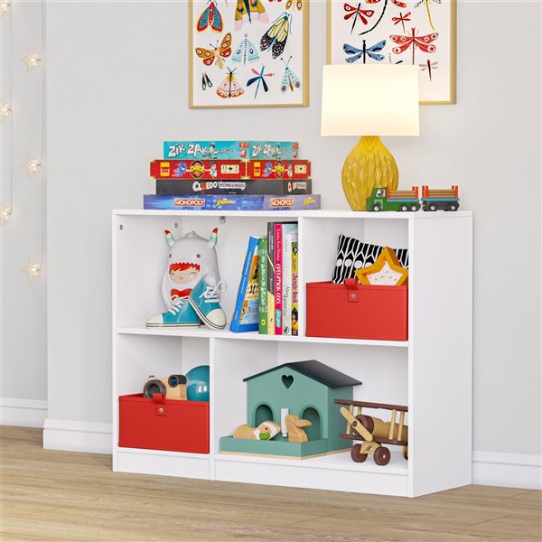 RiverRidge Home Kids Horizontal Bookcase with Cubbies - White