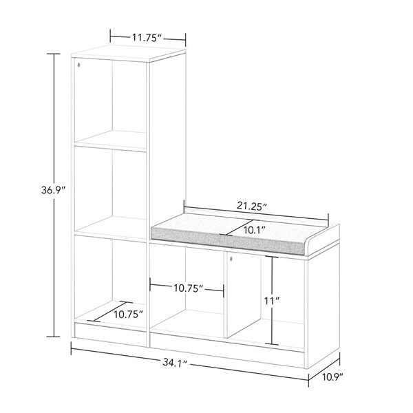 RiverRidge Home Kids 5 Cubby Storage Bench - White