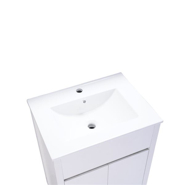 GEF Luna 24-in White Oak Freestanding Vanity with White Ceramic Top Single Sink - KD