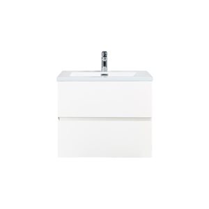 Meuble-lavabo mural Sadie par GEF 24 po blanc avec dessus en polymarbre blanc et évier simple - KD