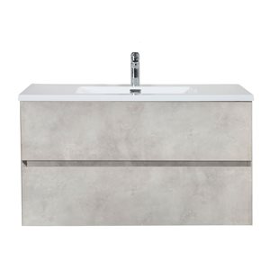 Meuble-lavabo mural Sadie par GEF 36 po gris avec dessus en polymarbre blanc et évier simple - KD