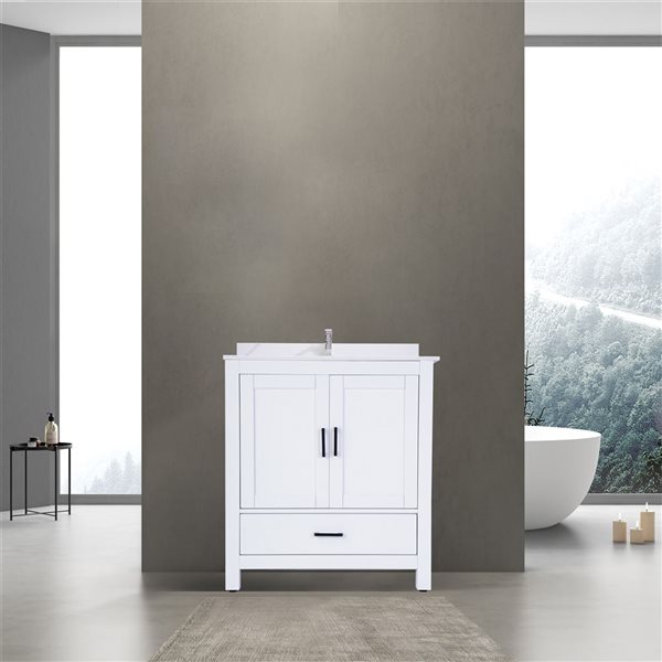 GEF Willow 30-in White Freestanding Vanity with Engineered Calcutta Marble Top Single Sink - KD