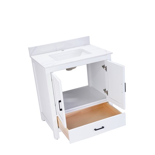 GEF Willow 30-in White Freestanding Vanity with Engineered Calcutta Marble Top Single Sink - KD