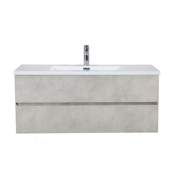 Meuble-lavabo mural Sadie par GEF 48 po gris avec dessus en polymarbre blanc et évier simple