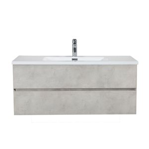 Meuble-lavabo mural Sadie par GEF 48 po gris avec dessus en polymarbre blanc et évier simple