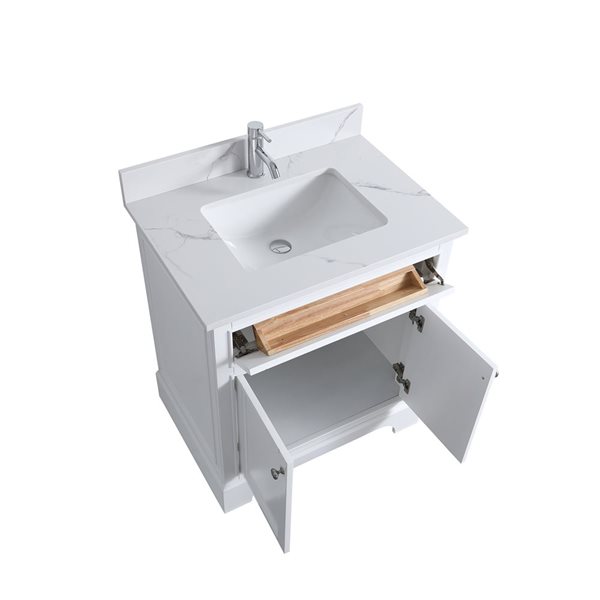 GEF Milanew 24-in White Freestanding Vanity with Engineered Calcutta Marble Top Single Sink - KD