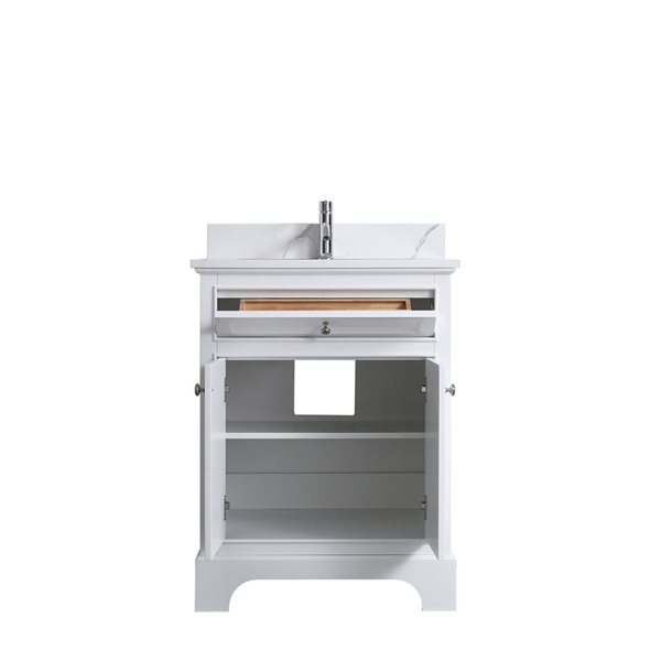 GEF Milanew 24-in White Freestanding Vanity with Engineered Calcutta Marble Top Single Sink - KD