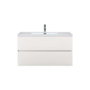 GEF Sadie 36-in White Wall Mount Vanity with White Polymarble Top Single Sink - KD