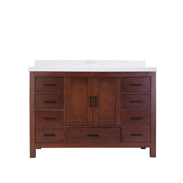 GEF Willow 48-in Aged Auburn Freestanding Vanity with Engineered Calcutta Marble Top Single Sink