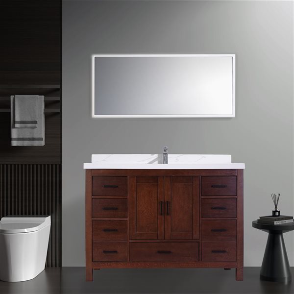 GEF Willow 48-in Aged Auburn Freestanding Vanity with Engineered Calcutta Marble Top Single Sink