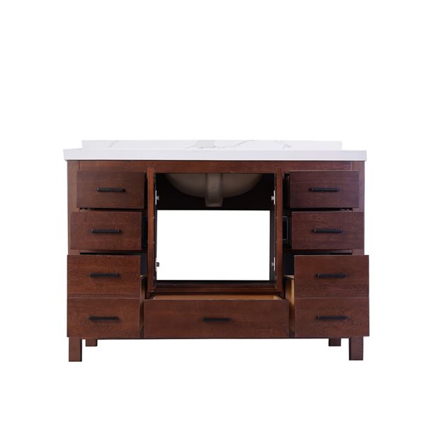 GEF Willow 48-in Aged Auburn Freestanding Vanity with Engineered Calcutta Marble Top Single Sink