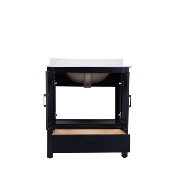 GEF Willow 30-in Black Freestanding Vanity with Engineered Calcutta Marble Top Single Sink - KD