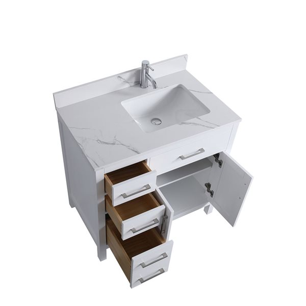 GEF GEF Chester 36-in White Freestanding Vanity with Engineered Calcutta Marble Top Single Sink