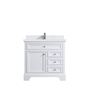 GEF Milanew 36-in White Freestanding Vanity with Snow White Top Single Sink