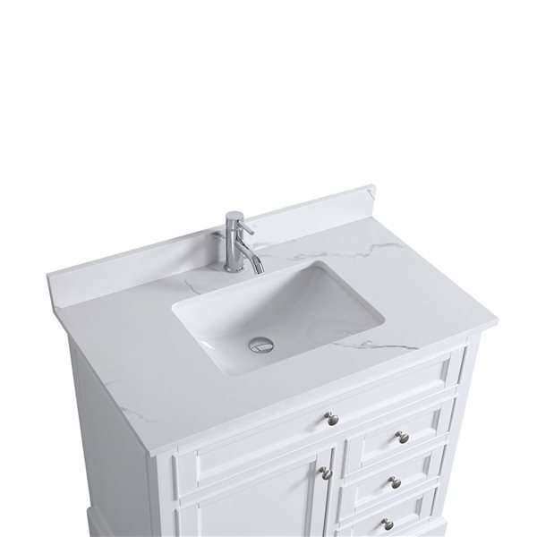 GEF Milanew 36-in White Freestanding Vanity with Snow White Top Single Sink