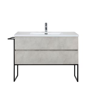 GEF Sadie 48-in Grey Wall Mount Vanity with White Polymarble Top Single Sink with Metal Frame