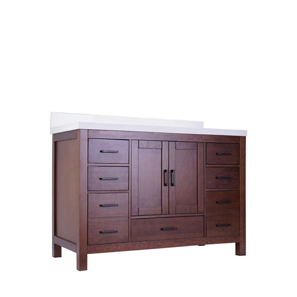 GEF Willow 48-in Aged Auburn Freestanding Vanity with White Quartz Top Single Sink