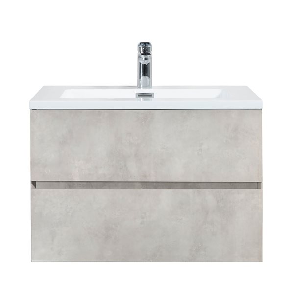 Meuble-lavabo mural Sadie par GEF 30 po gris avec dessus en polymarbre blanc et évier simple - KD