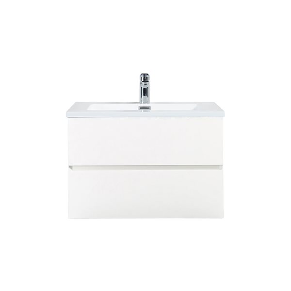 Meuble-lavabo mural Sadie par GEF 30 po blanc avec dessus en polymarbre blanc et évier simple - KD