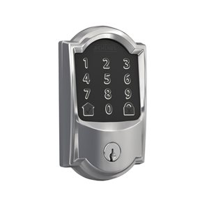 Pêne dormant intelligent Schlage Camelot Encode chrome brillant avec connectivité Wi-Fi