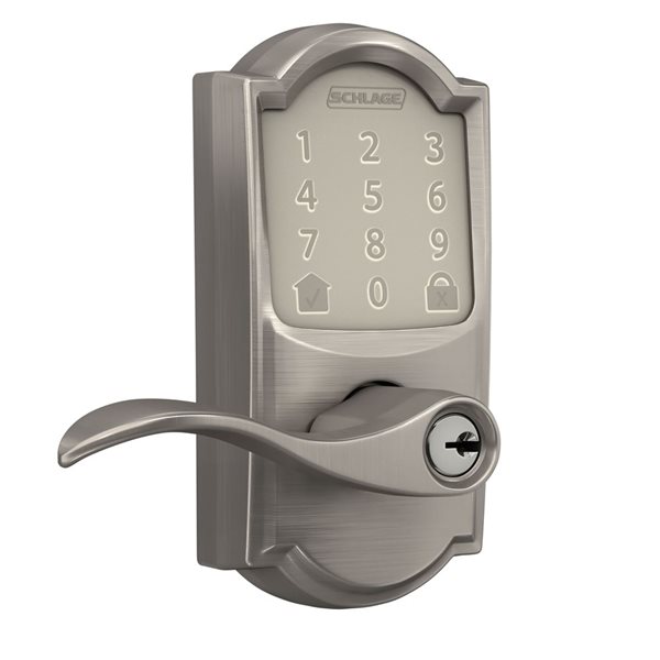 Schlage Encode Smart WiFi Lock Accent Lever with Camelot Trim - Satin Nickel