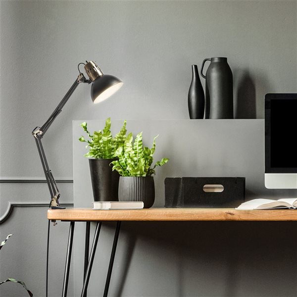 Globe Electric 32-in Matte Black Multi-Joint Desk Lamp with Metal Clamp