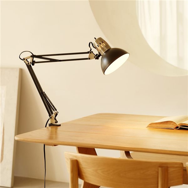 Globe Electric 32-in Matte Black Multi-Joint Desk Lamp with Metal Clamp