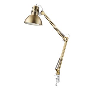 Globe Electric 32-in Matte Brass Multi-Joint Desk Lamp with Metal Clamp