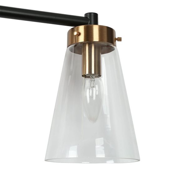 LNC Dinoe 3-Light Matte Black and Polished Gold Modern/Contemporary Vanity Light Bar